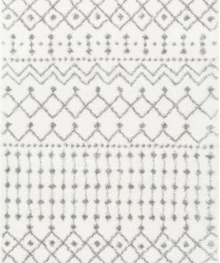 Well Woven Coimbra Moroccan Diamond Pattern Ivory Thick & Soft Shag Rug