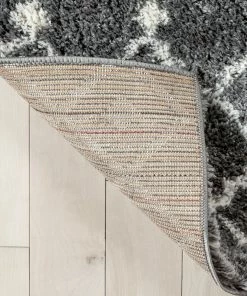 Well Woven Coimbra Moroccan Diamond Pattern Grey Thick & Soft Shag Rug Global
