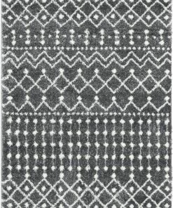 Well Woven Coimbra Moroccan Diamond Pattern Grey Thick & Soft Shag Rug Global