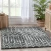 Well Woven Coimbra Moroccan Diamond Pattern Grey Thick & Soft Shag Rug Global