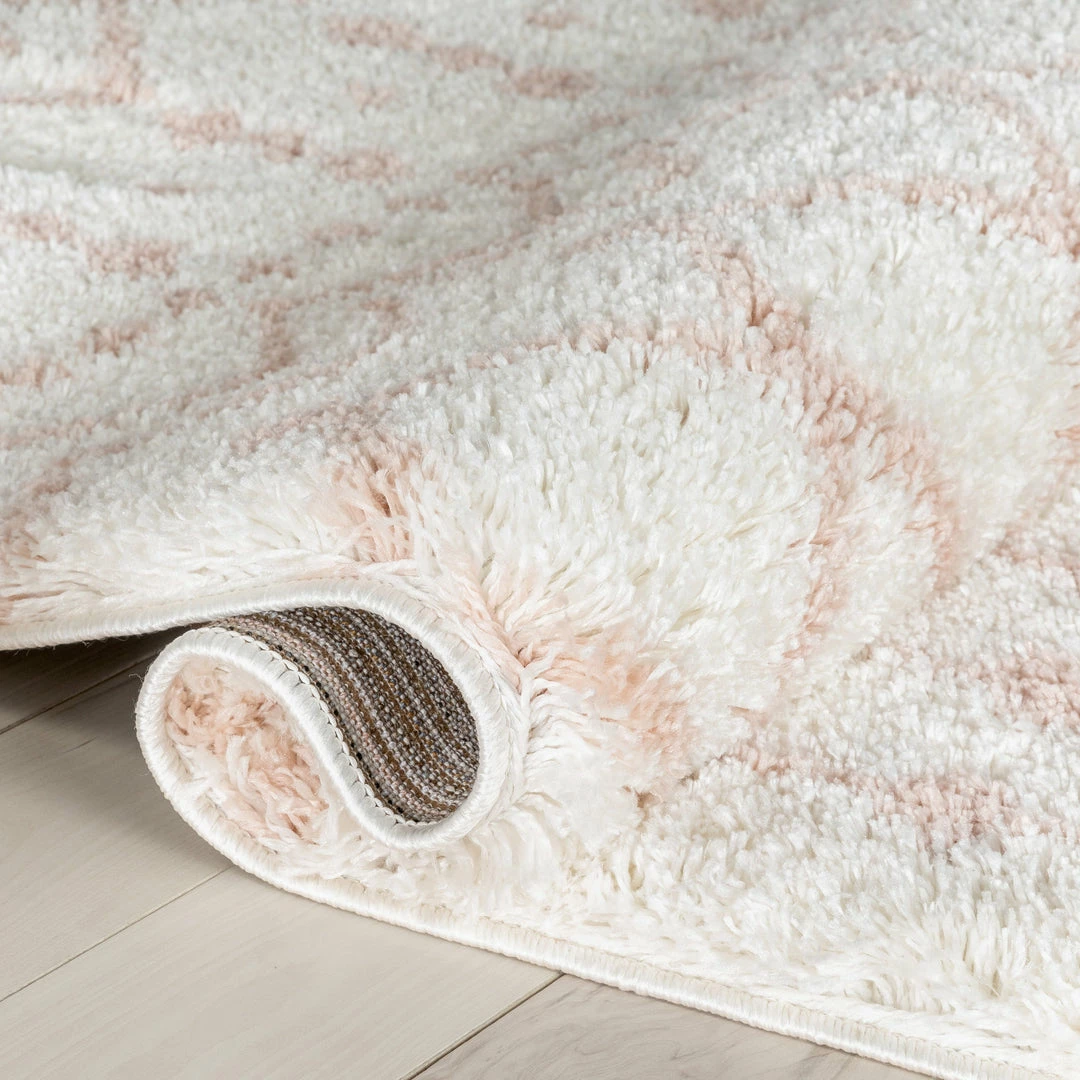 Well Woven Tribal Coimbra Moroccan Diamond Pattern Blush Thick & Soft Shag Rug 4 Well Woven Tribal Coimbra Moroccan Diamond Pattern Blush Thick & Soft Shag Rug