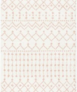 Well Woven Tribal Coimbra Moroccan Diamond Pattern Blush Thick & Soft Shag Rug