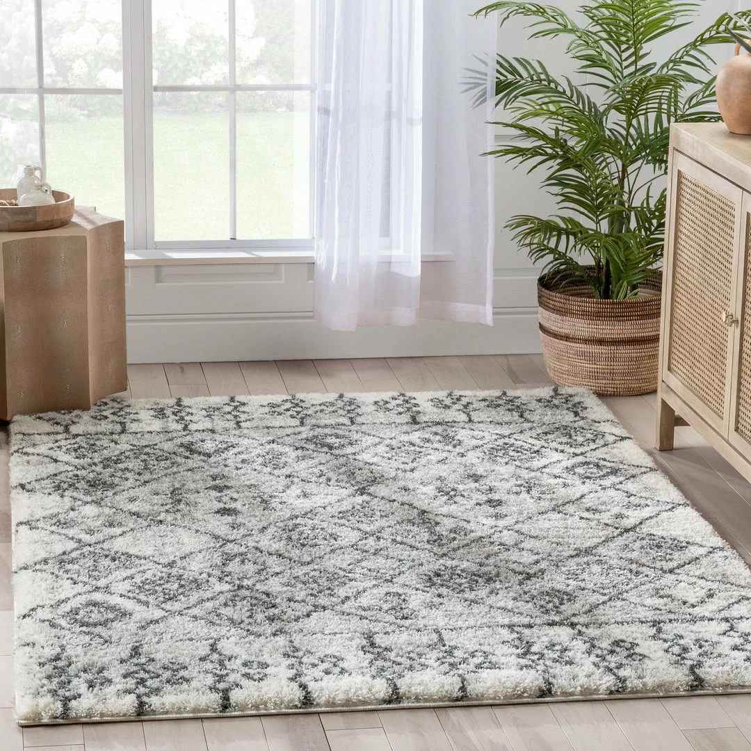 Well Woven Braga Tribal Geometric Pattern Ivory Thick & Soft Shag Rug Global 2 Well Woven Braga Tribal Geometric Pattern Ivory Thick & Soft Shag Rug Global