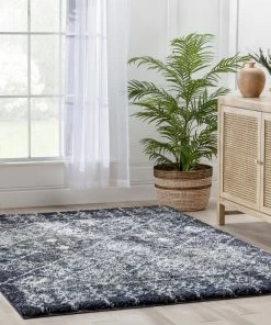 Well Woven Global Braga Tribal Geometric Pattern Blue Thick & Soft Shag Rug