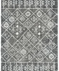 Well Woven Braga Tribal Geometric Pattern Grey Thick & Soft Shag Rug Global