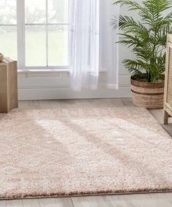 Well Woven Braga Tribal Geometric Pattern Blush Thick & Soft Shag Rug Global