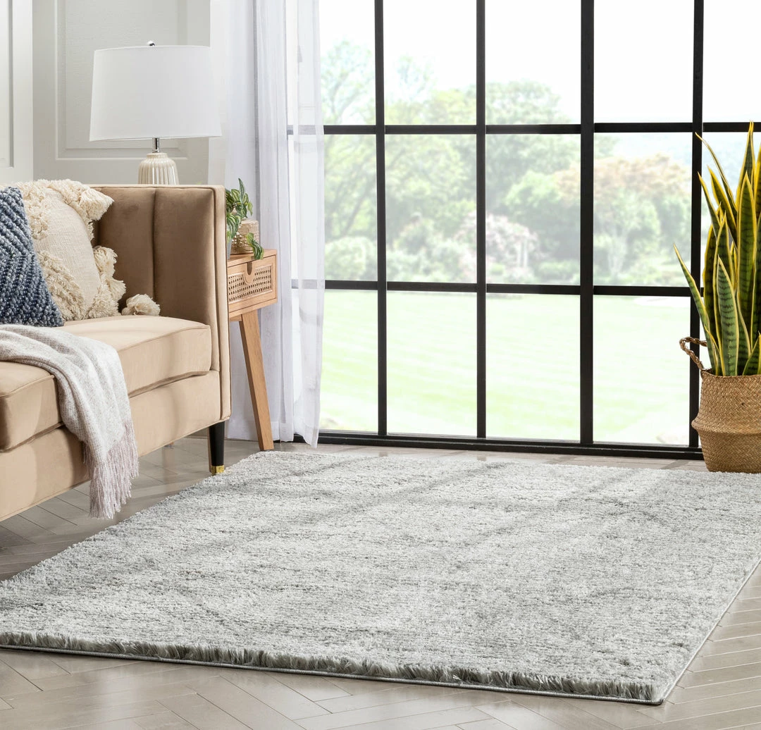 Well Woven Aviero Moroccan Lattice Trellis Ivory Thick & Soft Shag Rug Global 8 Well Woven Aviero Moroccan Lattice Trellis Ivory Thick & Soft Shag Rug Global