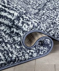 Well Woven Aviero Moroccan Lattice Trellis Blue Thick & Soft Shag Rug