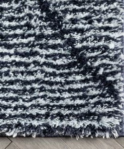 Well Woven Aviero Moroccan Lattice Trellis Blue Thick & Soft Shag Rug