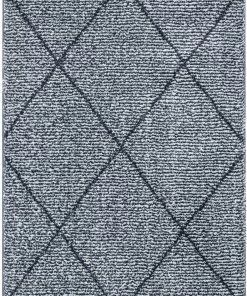 Well Woven Aviero Moroccan Lattice Trellis Blue Thick & Soft Shag Rug