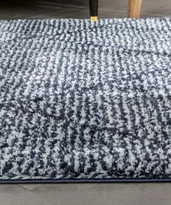 Well Woven Aviero Moroccan Lattice Trellis Blue Thick & Soft Shag Rug