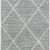 Well Woven Aviero Moroccan Lattice Trellis Grey Thick & Soft Shag Rug