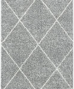 Well Woven Aviero Moroccan Lattice Trellis Grey Thick & Soft Shag Rug
