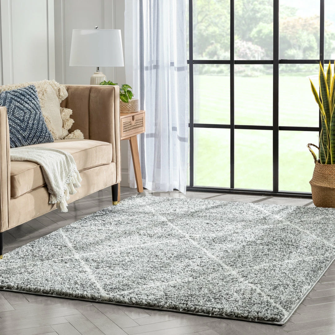 Well Woven Aviero Moroccan Lattice Trellis Grey Thick & Soft Shag Rug 8 Well Woven Aviero Moroccan Lattice Trellis Grey Thick & Soft Shag Rug