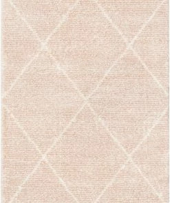 Well Woven Global Aviero Moroccan Lattice Trellis Blush Thick & Soft Shag Rug