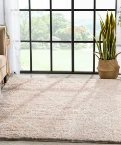 Well Woven Global Aviero Moroccan Lattice Trellis Blush Thick & Soft Shag Rug