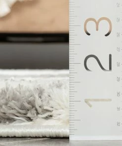 Well Woven Global Lagos Tribal Diamond Pattern Ivory Thick & Soft Shag Rug