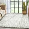 Well Woven Global Lagos Tribal Diamond Pattern Ivory Thick & Soft Shag Rug