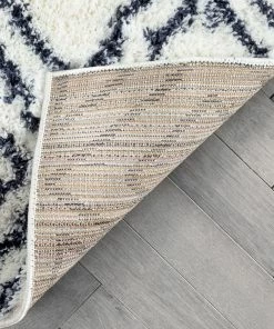 Well Woven Global Lagos Tribal Diamond Pattern Blue Thick & Soft Shag Rug