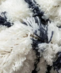 Well Woven Global Lagos Tribal Diamond Pattern Blue Thick & Soft Shag Rug