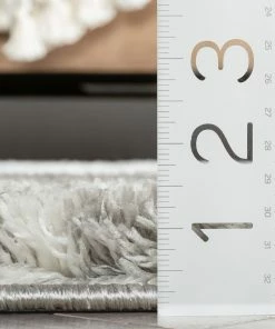 Well Woven Lagos Tribal Diamond Pattern Grey Thick & Soft Shag Rug