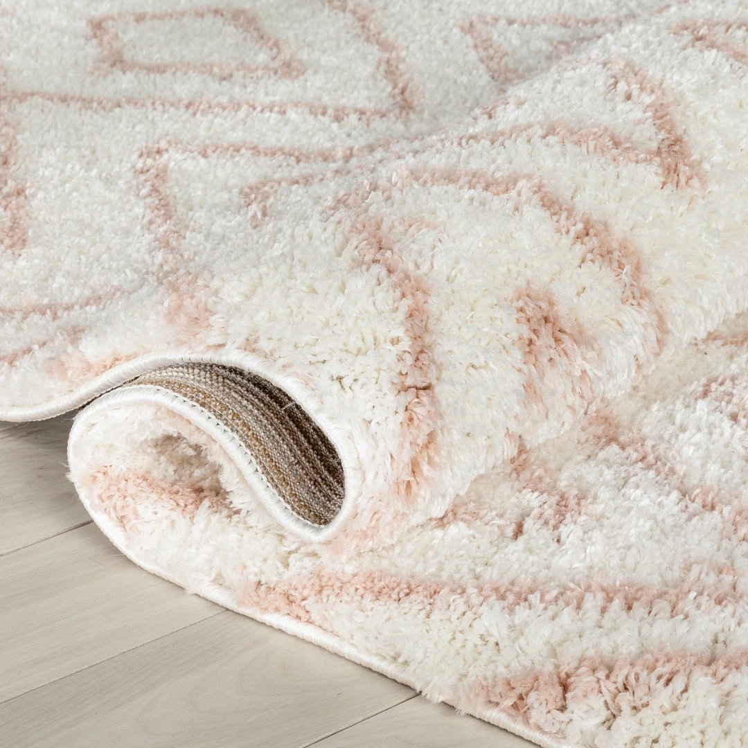 Well Woven Lagos Tribal Diamond Pattern Blush Thick & Soft Shag Rug 4 Well Woven Lagos Tribal Diamond Pattern Blush Thick & Soft Shag Rug