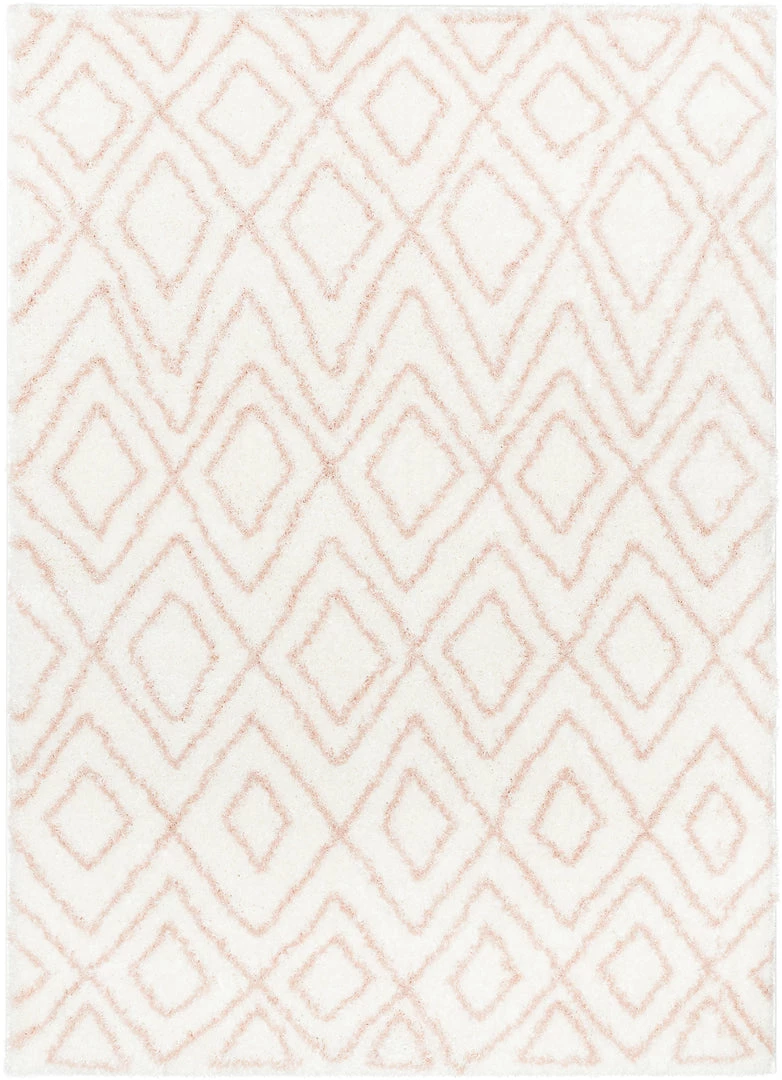 Well Woven Lagos Tribal Diamond Pattern Blush Thick & Soft Shag Rug 1 Well Woven Lagos Tribal Diamond Pattern Blush Thick & Soft Shag Rug