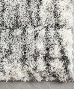 Well Woven Sintra Mid-Century Modern Geometric Pattern Ivory Thick & Soft Shag Rug