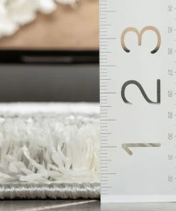 Well Woven Sintra Mid-Century Modern Geometric Pattern Ivory Thick & Soft Shag Rug