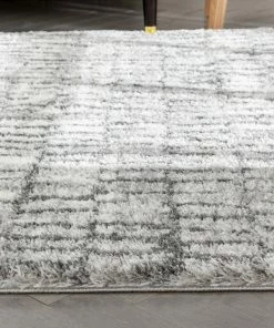 Well Woven Sintra Mid-Century Modern Geometric Pattern Ivory Thick & Soft Shag Rug