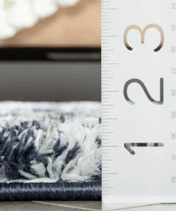 Well Woven Tribal Sintra Mid-Century Modern Geometric Pattern Blue Thick & Soft Shag Rug