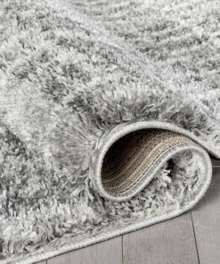 Well Woven Sintra Mid-Century Modern Geometric Pattern Grey Thick & Soft Shag Rug Tribal