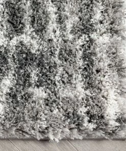 Well Woven Sintra Mid-Century Modern Geometric Pattern Grey Thick & Soft Shag Rug Tribal