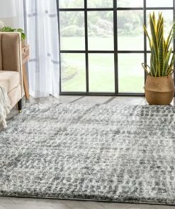Well Woven Sintra Mid-Century Modern Geometric Pattern Grey Thick & Soft Shag Rug Tribal