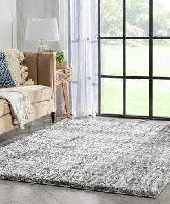 Well Woven Sintra Mid-Century Modern Geometric Pattern Grey Thick & Soft Shag Rug Tribal