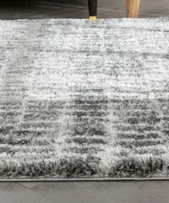 Well Woven Sintra Mid-Century Modern Geometric Pattern Grey Thick & Soft Shag Rug Tribal