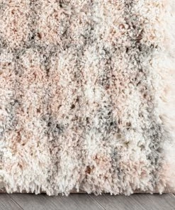 Well Woven Sintra Mid-Century Modern Geometric Pattern Blush Thick & Soft Shag Rug