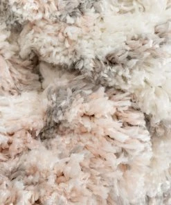 Well Woven Sintra Mid-Century Modern Geometric Pattern Blush Thick & Soft Shag Rug