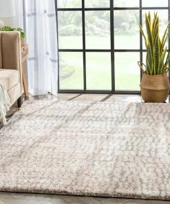 Well Woven Sintra Mid-Century Modern Geometric Pattern Blush Thick & Soft Shag Rug