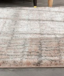 Well Woven Sintra Mid-Century Modern Geometric Pattern Blush Thick & Soft Shag Rug