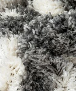 Well Woven Faro Modern Coastal Waves Pattern Dark Grey Thick & Soft Shag Rug Tribal