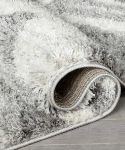 Well Woven Tomar Modern Chevron Pattern Grey Thick & Soft Shag Rug
