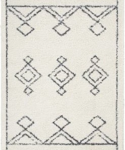 Well Woven Verdant Tribal Diamond Pattern Ivory Super Soft And Thick Shag Rug