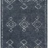 Well Woven Global Verdant Tribal Diamond Pattern Blue Super Soft And Thick Shag Rug