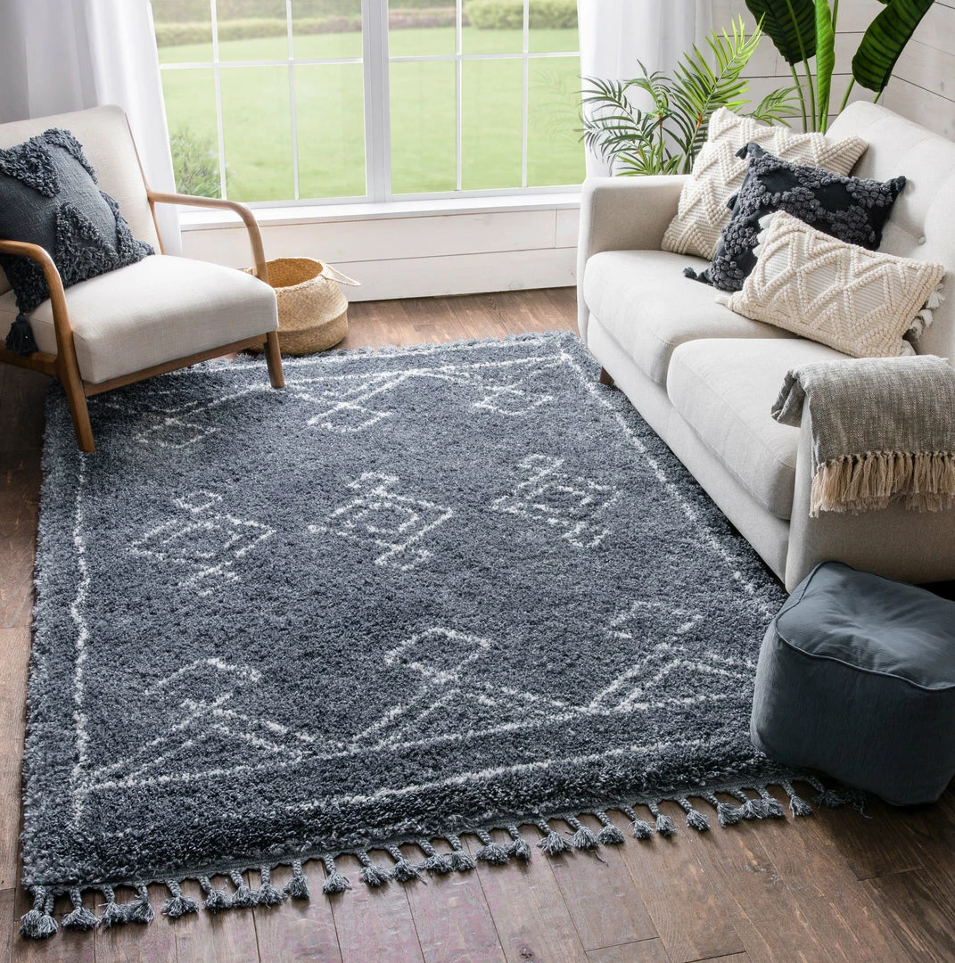 Well Woven Global Verdant Tribal Diamond Pattern Blue Super Soft And Thick Shag Rug 2 Well Woven Global Verdant Tribal Diamond Pattern Blue Super Soft And Thick Shag Rug