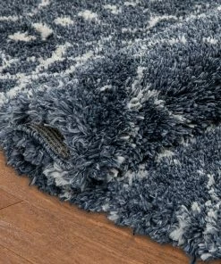 Well Woven Blossom Moroccan Trellis Blue Super Soft And Thick Shag Rug