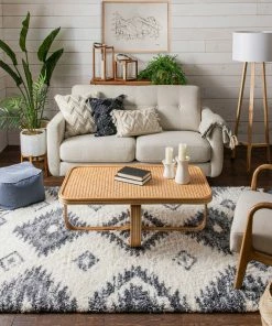 Well Woven Global Mona Tribal Southwestern Ivory Super Soft And Thick Shag Rug