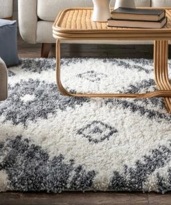 Well Woven Global Mona Tribal Southwestern Ivory Super Soft And Thick Shag Rug