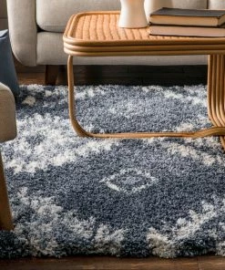 Well Woven Global Mona Tribal Southwestern Blue Super Soft And Thick Shag Rug