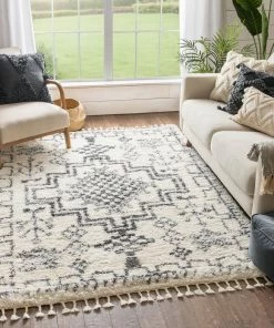 Well Woven Emerson Tribal Medallion Ivory Super Soft Shag Rug By Rebecca Propes Global